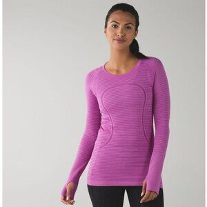 Lululemon Swiftly Tech Long Sleeve Crew Tee,  Heathered Ultra Violet Stripe